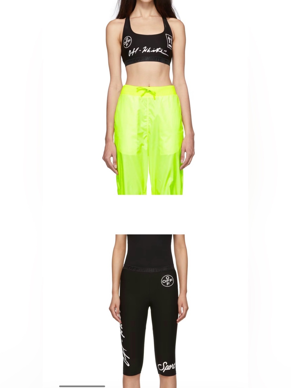 Off white sports bra and biker shorts set